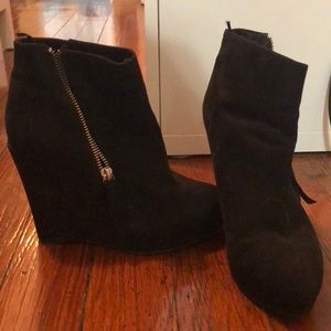 Black wedge booties